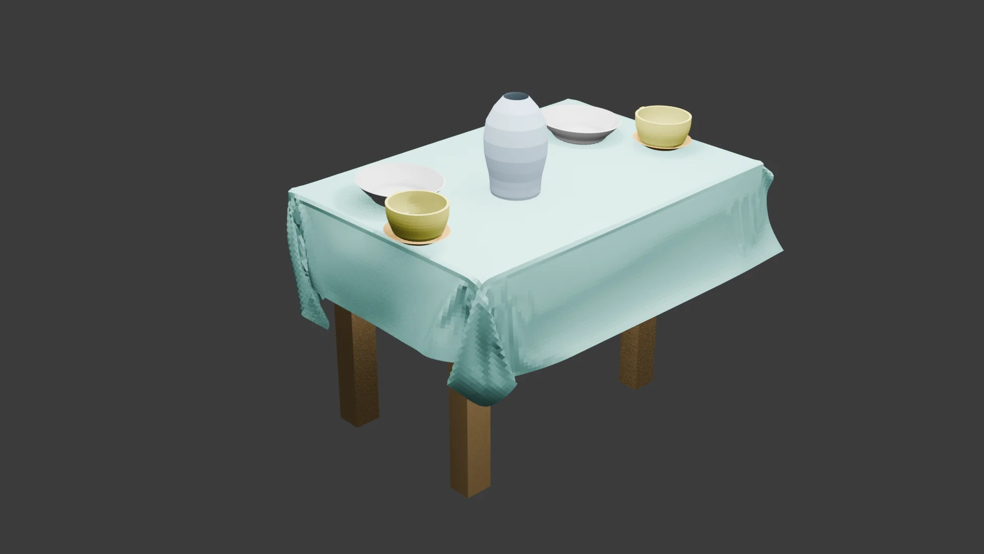 Создание посуды и скатерти /Blender
